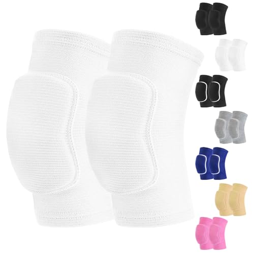 HISFFOG Volleyball Knee Pads for Dancers, Soft Breathable Knee Pads for Men Women Youth Girls Kids Knees Protective, Knee Braces for Volleyball Football Dance Yoga Wrestling Running Cycling - color: White, size: Medium