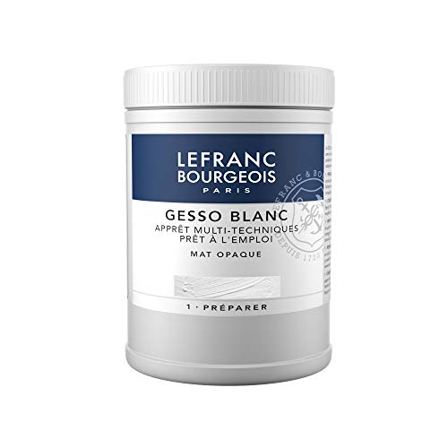 Lefranc & Bourgeois Gesso, White, Universalgrundierung Acrylic Painting, Ready to Use – Matte Opaque Opaque for Canvas, Paper, Stone, Wood, Plaster, 500ml pot - size: 16.9 Fl Oz (Pack of 1), style: Gesso – universal primer.