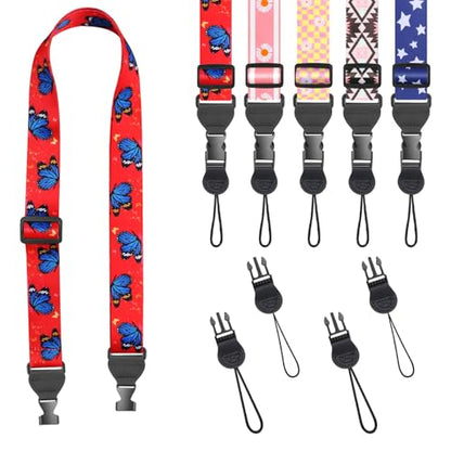FIEIL Blue Butterfly Shoulder Strap, Adjustable Camera Strap with 2 Sets of Quick-Release Buckles, Comfortable Neck Strap for iPad, Tablet, Camera, Laptop, Binocular, Luggage Bag - color: Blue Butterfly