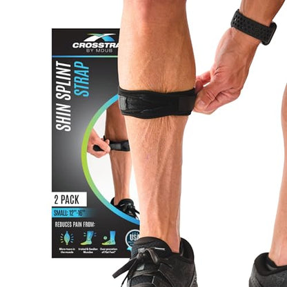 Calf & Shin Supports, Shin Splint Brace | Adjustable Neoprene Shin Splint & Leg Compression Support Strap | for Strains, Injuries, Pain - size: Small (2 Straps)