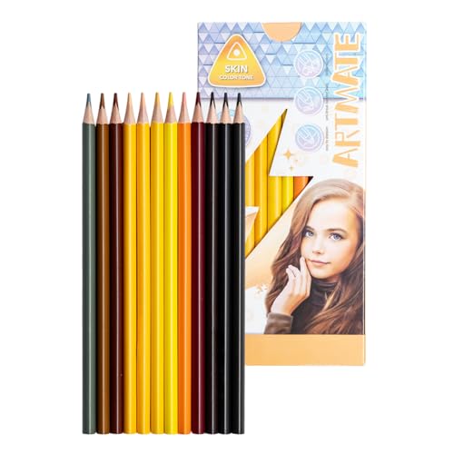 Colored Pencils Set, Neon, Pastel, Classic, Metallic, Skin Tone, Pre-Sharpened Coloring Pencils for Adults, Kids Beginners, Drawing, Sketching, Shading, Blending, Art Supplies (Skin Color) - color: Skin Color