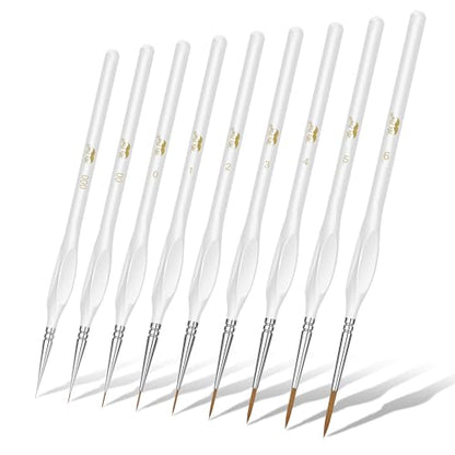 Mr. Pen- Detail Paint Brushes Set, 9 pcs, White, Miniature Paint Brushes - color: White