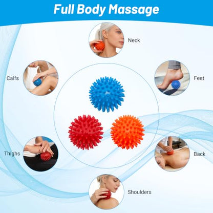 3PCS Spiky Massage Balls Set, Soft Foot Massage Ball For Muscle Relaxation | Plastic Material, 2.7 Inch Spiked Design, Gentle Massage Pressure, Feet Hands Legs Use, Yoga Office Travel