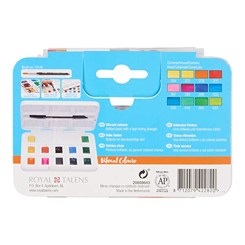 Van Gogh Watercolor Paint Set, Plastic Pocketbox, 12-Half Pan Vibrant Colors Selection - color: 12 Vibrant (Plastic Pocketbox), style: Half Pan
