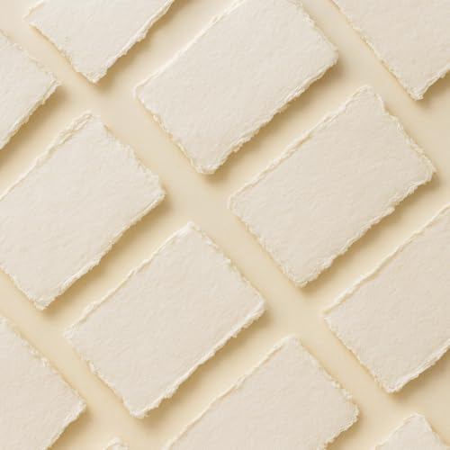 Handmade 200 GSM Cotton Rag Deckle Edge Paper – Pack of 25 Sheets – Premium Textured Wedding Invitation, Calligraphy, Watercolor Mixed Media -2x3" (Place Card)) - size: 2x3" (Place Card)