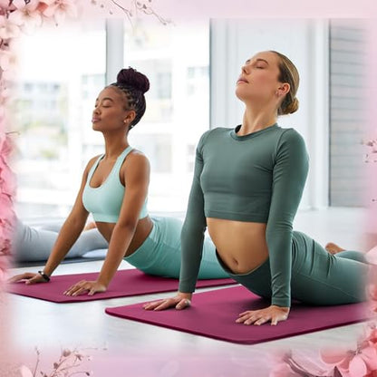 Timgle 6 Pcs 10mm Thick Yoga Mat Bulk 68 x 24 Inches Anti-slip Tear-resistant Exercise Mat Adult Gym Mats for Fitness, Stretching, Workout and Studio, Outdoor Yoga, Pilates - color: Purple