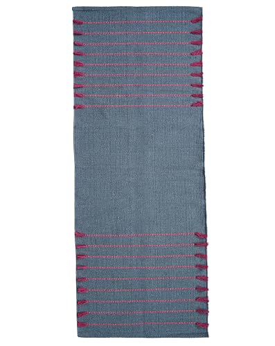 Indian Handmade 100% Organic Cotton Yoga Mat, Hand Woven Rug, Yoga Mat For Everyday Fitness at Home Comfortable Foldable Long Mat - color: Light Blue