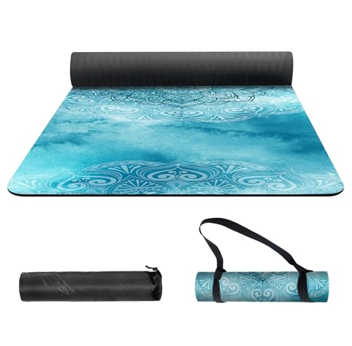 nuveti Yoga Mat Print Extra Thick TPE Non Slip Fitness Exercise Mat with Carrying Bag,72"x24" Extra Thick 6MM Exercise & Workout Mat for Yoga, Pilates Fitness and Floor Exercises - color: ManTuoLuo3