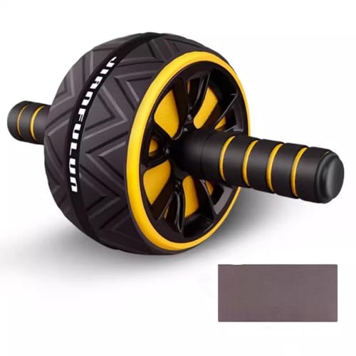 Ab Roller Wheel and Knee Mat, Abs Workout Equipment for Abdominal & Core Strength Training, Home Gym Fitness Exercise Wheels for Women Men, Abdominal Wheel - color: yellow