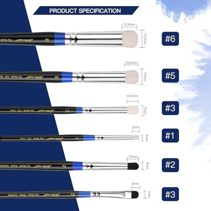 Golden Maple Dry Brushes for Miniature Painting - 6PC Drybrush Set Miniature Dry Brush for Model, Tabletop Wargames Miniature Acrylic Oil Painting, Blue - color: Blue