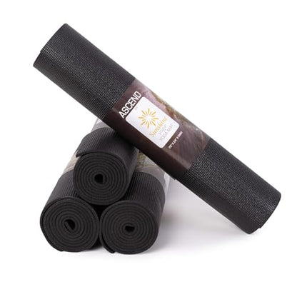 Ascend 6mm Thick Yoga Mat, 4 Pack, 72x24in - color: Black, size: 4 Pack