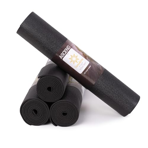 Ascend 6mm Thick Yoga Mat, 4 Pack, 72x24in - color: Black, size: 4 Pack