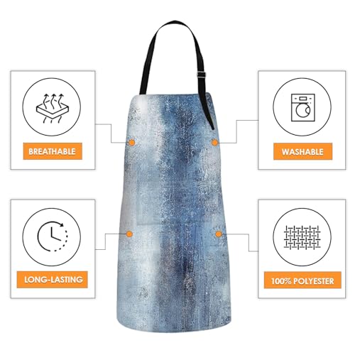 Apron with Pockets, 32x28 inch, 2 Pack, Teal Blue | Abstract Oil Paint Adjustable Bib with Pockets for Women Men Couple Lovers Chef Home Baking Gardening - color: Teal Blue