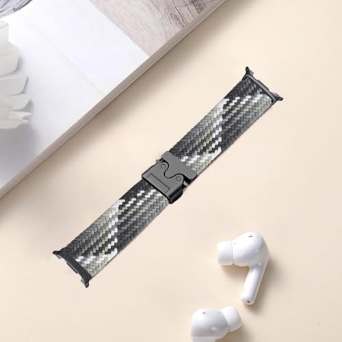 Nylon Braided band Compatible with Samsung Galaxy Watch 8/9 40mm 44mm - color: Black Chocolate