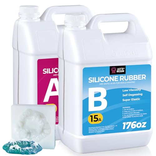 LET'S RESIN Silicone Mold Making Kit 15A, 22lbs Liquid Silicone Rubber | 4H Faster Curing, Super Elastic Translucent Clear Mold Making Kit, Molding Silicone for Silicone Molds, Soap Making, Clay - size: 352oz