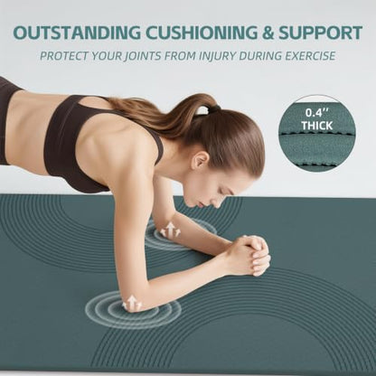 PAIDU Large Yoga Mat, 72"x36"x2/5" POE Non-Slip Exercise Mat | 10MM Thick, POE, non‑slip, ideal for home gym, yoga, pilates, fitness & floor use - color: Deepgreen - Double C