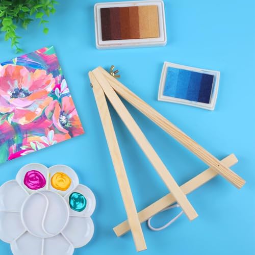 14 Pack 9 Inch Wood Easel, Painting Party Easel, Kids Student Tabletop Easels for Painting, Portable Canvas Photo Picture Sign Holder Tripod Painting Easels for Art & Crafts - style: 14