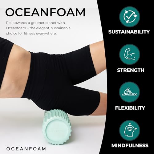Oceanfoam Tidal Roller - Seafoam - Muscle Massage Foam Roller for Back Pain & Stretching - Firm and Ergonomic Wide Wave Textured - Yoga, Athletics, & Wellness - Full Size, 20" x 5" - color: Seafoam