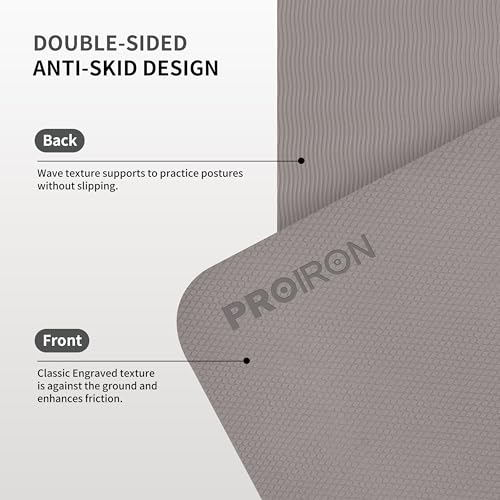 PROIRON Foldable Yoga Mat 0.24"/0.16" for Home Workout & Travel, Non Slip Travel Yoga Mats with Carry Bag, Packable Yoga Mat for Home Gym, Pilates, Fitness,Stretching - color: (0.24" TPE) Brown