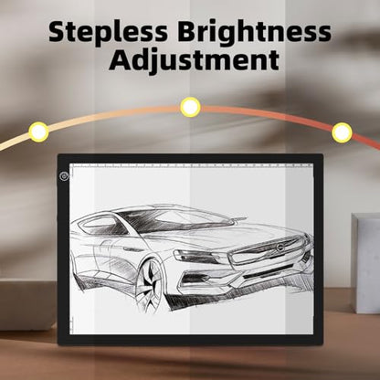 ME456 Rechargeable Drawing Board, Lithium Battery Powered 15" Light Table | Adjustable Brightness LED Tracing Light Box Ideal for Diamond Art, Weeding Vinyl, Viewing Slides, Stenciling - style: 15" Black (Rechargeable)