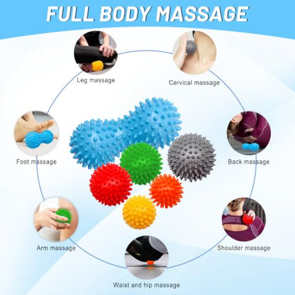 6-Pack Spiky Massage Balls Set, Hard Medium Soft Massage Ball for Feet