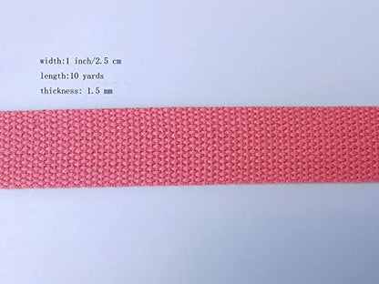 1 Inch Cotton Webbing 10 Yards Cotton Strap for Tote Canvas Bags Crafts Sewing (2086 Pink) - color: 2086 Pink