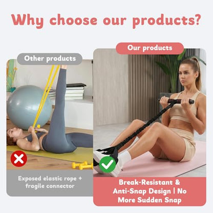 Pedal Resistance Band with Handle, Upgrade Thickened Steel Pipe, Full Body Workout,for Postpartum Use, Posture Improvement,Pilates, Portable for Home Travel Training