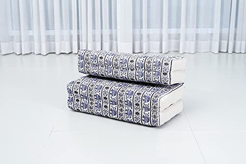 Leewadee Foldable Floor Mattress – 2 in 1 Floor Meditation Mat for Yoga and Relaxation, Seating Futon with Kapok - color: El1 - Blue