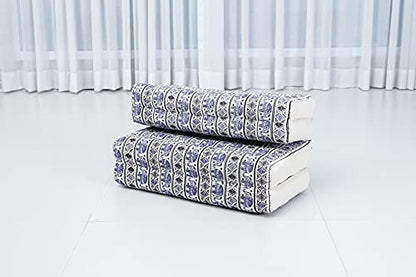 Leewadee Foldable Floor Mattress – 2 in 1 Floor Meditation Mat for Yoga and Relaxation, Seating Futon with Kapok - color: El1 - Blue