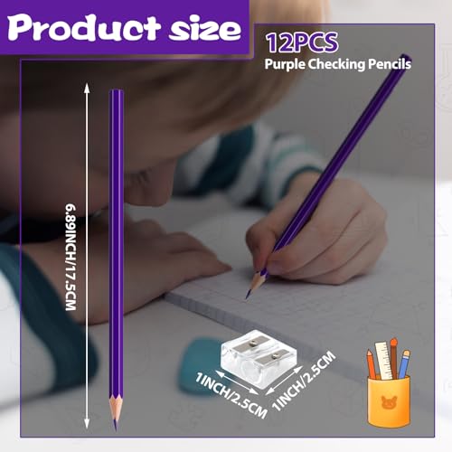 12 Pack Purple Colored Pencils for Kids, Pre-sharpened Art Pencils Back to School Supplies Set, Drawing Sketching Pencils for Students, Teachers, Classroom - color: purple