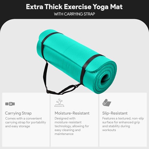 BalanceFrom 1-inch Thick 71x24 Inches Extra Thick Exercise Yoga Mat - color: Green