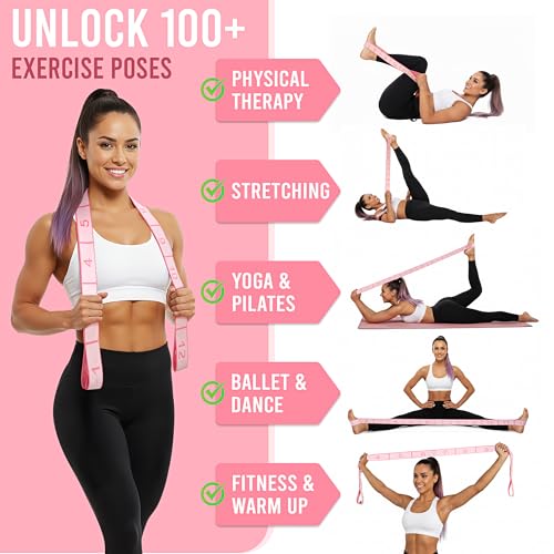 Resistance Bands, Stretch Band for Exercise, Physical Therapy, Rehab & Flexibility, Home Gym Equipment for Yoga, Pilates, Dance, Gymnastics, Number Loop Elastic Strap for Leg and Hip Stretches - color: 1-Pink