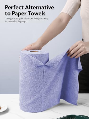 Fantasticlean Microfiber Cleaning Cloth Roll- 40 Sheets, 12"x12" (Lavender) - color: Lavender, size: 40 pack