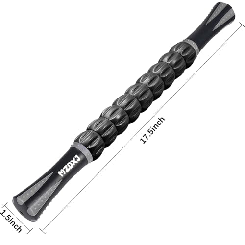 Muscle Roller Massage Roller Stick- Deep Tissue Fascia Blaster for Myofascial Pain Relief, Lymphatic Drainage & Body Sculpting, Handheld Physical Therapy & Recovery Tool (Gray Black-) - color: Grey Black