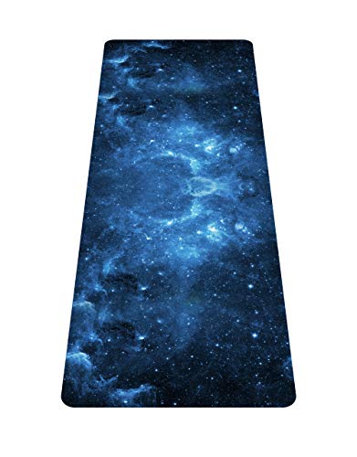 nuveti Printed Travel Yoga Mat 1/16 Inch Thick Non Slip Fitness Workout Mat | with Carrying Bag, Foldable Lightweight Suede & Natural Rubber Yoga Mat for Yoga Pilates and Fitness 72" L x 24" W x 1.5mm - color: MengHuan