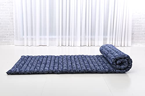 Leewadee Thai Roll Mat 75 x 28 inches Kapok Firm - color: Cbt1 - Blue, size: M: 75x28"