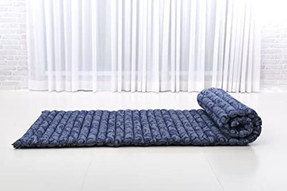 Leewadee Thai Roll Mat 75 x 28 inches Kapok Firm - color: Cbt1 - Blue, size: M: 75x28"
