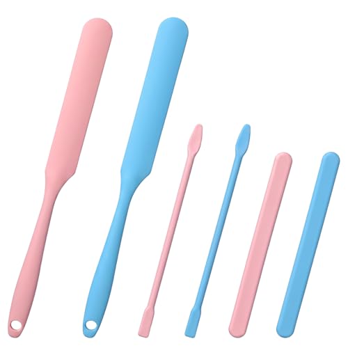 JJUNW 6PCS Epoxy Stir Sticks, Silicone Wax Sticks, Non-Stick Wax Spatulas | Reusable Multipurpose Silicone Stir Sticks for Epoxy Facial Mask Hair Removal Stirring Rods Paint Mixing Tools