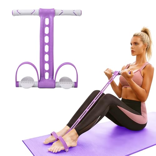 Pedal Resistance Bands with Handles Exercise Bands Multifunction Tension Rope Fitness for Working Out Arm Abs Legs Stretch Bands - color: Purple