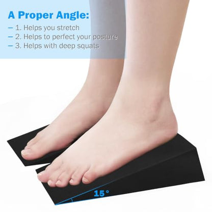 Yoga Wedge Block Foam Squat Wedges Slant Board, 2 Pcs Update Calf Stretcher