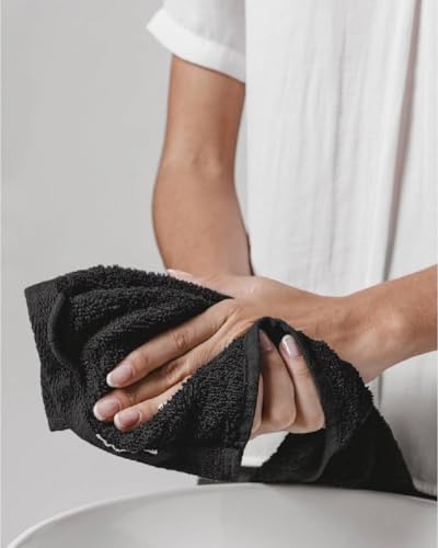 HOME ESSENTIALS Salon Towels (15 x 25 inches) 24 Pack, Black Hand Towels for Bathroom, Quick Dry Gym Towels, Spa Face Towel, Absorbent Cotton Towels for Barber, Gym, Bath, Pedicure and Home Hair Care - color: Black