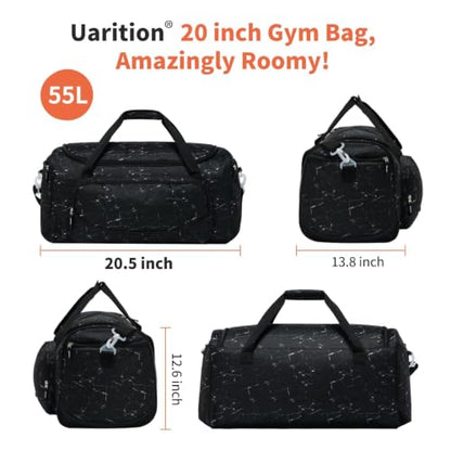 Uarition Gym Bag for Men & Women - 50L Large Travel Duffle Bag Marble Black - color: Marble Black
