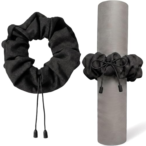Aolamegs Adjustable Yoga Mat Scrunchie, 2-in-1 Mat Strap and Hair Tie, Fits All Standard & Extra Thick Yoga Mats - color: Black Adjustable Elastic Mat Scrunchie