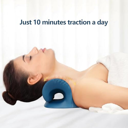 Cozyhealth Neck Stretcher for Neck Pain Relief, Neck and Shoulder Relaxer Cervical Traction Device Pillow for TMJ Pain Relief and Muscle Relax, Cervical Spine Alignment Chiropractic Pillow (Dark Blue) - color: Dark Blue