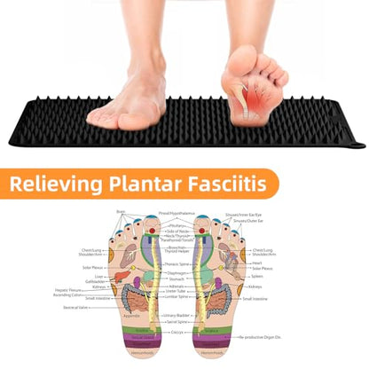 Acupressure Mat for Foot Massage, Silicone Foot Reflexology Mat | Portable Feet Mat for Plantar Fasciitis Relief and Muscle Relaxation - color: Black