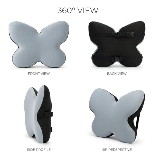 Butterfly Lumbar Support Pillow for Car and Chair, Gray - color: Gray-1