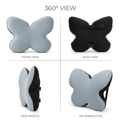 Butterfly Lumbar Support Pillow for Car and Chair, Gray - color: Gray-1