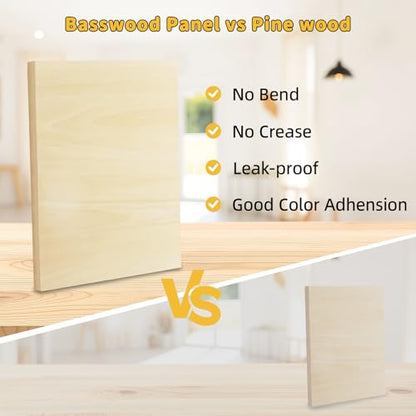 4 Pack 12x16 Basswood Paint Pouring Panels for Acrylic Oil Resin Art | ready to use, basswood wood painting boards, warp-Resistant, for crafters and Artists - size: 12 * 16-4pk