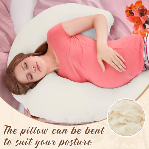 Leinuosen Organic Kapok Full Body Pillow 54" x 9" Long Tube Roll Bolster for Adults, Adjustable Height Firm Support for Side Sleeping, Pregnant Women, Kapok Filling