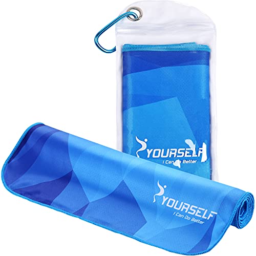 SYOURSELF Cooling Towel, Cooling Towels for Neck,40" x 12"Ice Towel for Instant Cooling Relief, Soft Breathable Chilly Towel, Perfect Yoga, Golf, Sports, Gym, Workout, Athletes Towel (1PC-Gblue) - color: Gblue